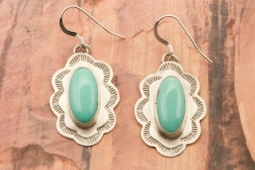 Genuine Carico Lake Turquoise Sterling Silver Earrings